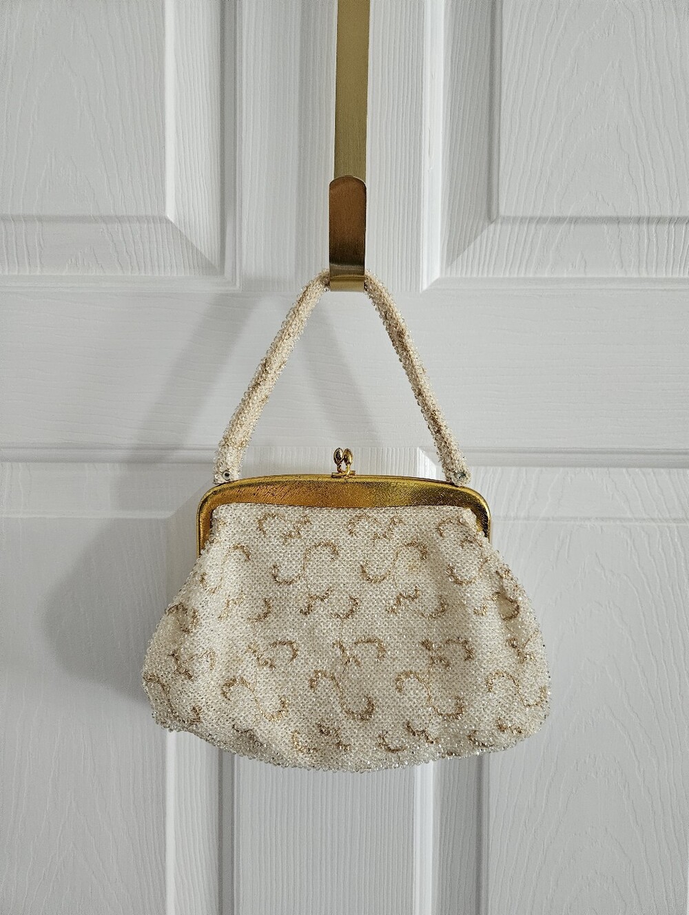Vintage 40s Corde By Lumured Beaded Evening Bag Purse With Kisslock Closure